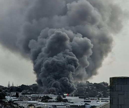 Smoke from building fire