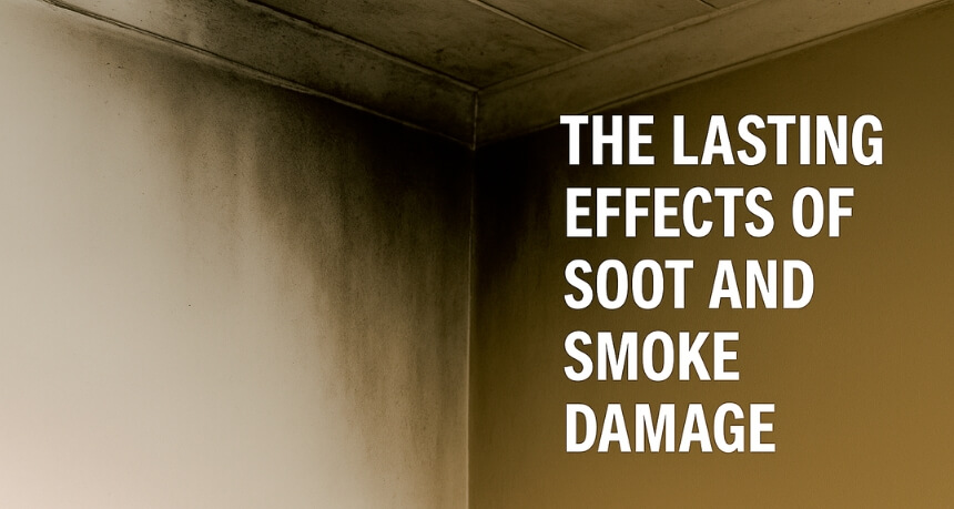 soot and smoke residue staining a ceiling corner inside a New Zealand home